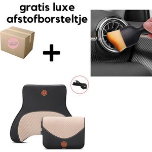 EazyPeezy Auto Massage Kussen en Rugsteun - Elektrisch Aansluitbaar - USB Autolader - Beige