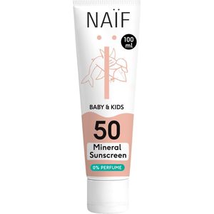 Naif Baby & Kids Mineral Sunscreen SPF 50 0 % Perfume Beschermende Zonnebrandcrème voor baby’s en kinderen Parfumvrij SPF 50 100 ml