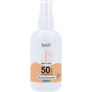 1+1 gratis: Naif Minerale Zonnebrand Spray Baby & Kids 0% parfum SPF 50 100 ml