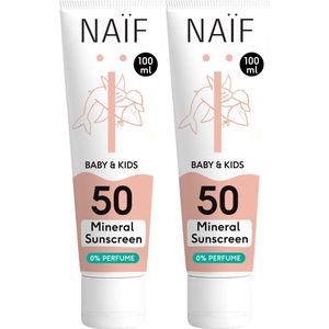 Naïf - Minerale Zonnebrandcrème Voordeelset - Baby's & Kinderen - 0% parfum - SPF50 - 2x100ml