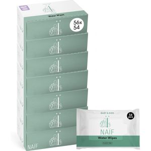 Naïf - XXXL Plasticvrije Water Billendoekjes - 3.024 doekjes (56 stuks x 54 doekjes)