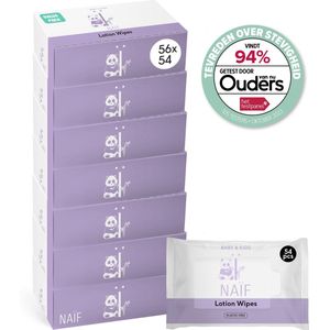 Naïf - XXXL Plasticvrije Lotion Billendoekjes - 3.024 doekjes (56 stuks x 54 doekjes)