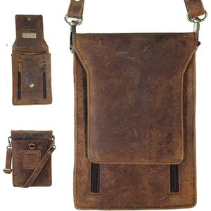 ShelliManie kleine schoudertas, Leren schoudertas voor dames en heren, RFID borsttas herenleer, borsttas, , Kleine handtas, vintage mobiele telefoon tas, kleine Messenger bag, 100% echt leer