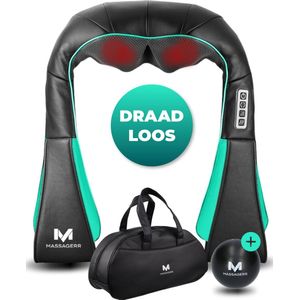 Massagerr® Shiatsu Massage Kussen - Incl. Draagtas en Stressbal - Draadloos Nekmassage Apparaat – Massage Apparaat voor Rug, Nek en Schouder – Massagekussen - Infrarood Warmtefunctie