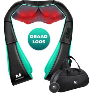 Massagerr® Shiatsu Massagekussen 2.0 – Draadloos – Nekmassage Apparaat - Incl. Draagtas en Stressbal - Massage Apparaat voor Rug, Nek en Schouder – Infrarood Warmtefunctie – Rugmassage - Massageapparaten