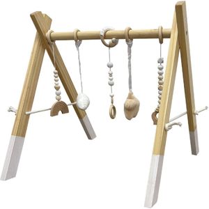 Maxx Kidz Houten Babygym - Stevige & Veilige Constructie van Hout - Speelgoed voor Baby van 6 maanden - Gym met 5 hangers
