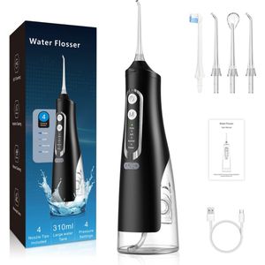 Waterflosser - 310 ml - IPX7 Waterproof - 4 Opzetstukken