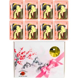 Mitomo Camellia Flower Oil & Matcha Gezichtsmasker - Giftset Vrouw - 8 x 25g - Verjaardag Cadeau Vrouw - Geschenkset Vrouwen