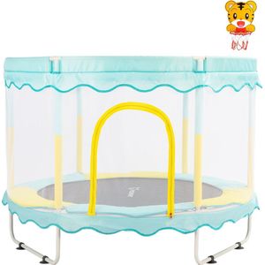 FOXSPORT Trampoline - inclusief veiligheidsnet - 150cm - oranje - trampoline voor kinderen - huishoudelijk speelgoed - tot 100kg - Blauw