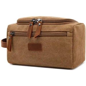 Pazzo Goods Toilettas Prato – Heren Toilettas – Toilettas Dames – Toilettassen – Waterdicht – Bruin – Canvas – Meerdere vakken – Cadeau voor Hem – Travel Organizer