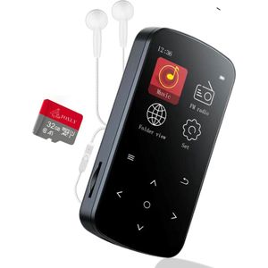 FOXLY® HiFi MP3/MP4 Speler Bluetooth Incl. oordopjes en 32GB SD Kaart - FM Radio - Voice Recorder - Dictafoon - met Clip