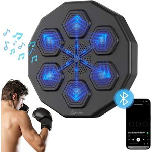 FOXLY® Boksmachine met Muziek & Bluetooth - Bokszak - Boxing Machine - Muurbevestiging - Zwart
