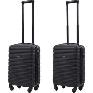 BlockTravel kofferset 2 delig ABS handbagage met wielen afneembaar 29 liter - inbouw TSA slot - lichtgewicht - zwart