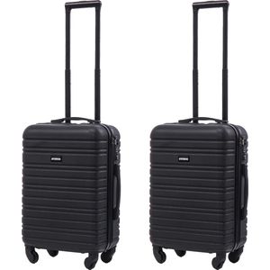 BlockTravel kofferset 2 delig ABS handbagage met wielen afneembaar 39 liter - inbouw TSA slot - lichtgewicht - zwart