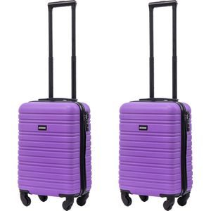 BlockTravel kofferset 2 delig ABS handbagage met wielen afneembaar 29 liter - inbouw TSA slot - lichtgewicht - paars