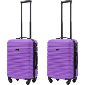 BlockTravel kofferset 2 delig ABS handbagage met wielen afneembaar 39 liter - inbouw TSA slot - lichtgewicht - paars