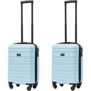 BlockTravel kofferset 2 delig ABS handbagage met wielen afneembaar 29 liter - inbouw TSA slot - lichtgewicht - licht blauw