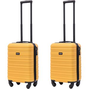 BlockTravel kofferset 2 delig ABS handbagage met wielen afneembaar 29 liter - inbouw TSA slot - lichtgewicht - geel