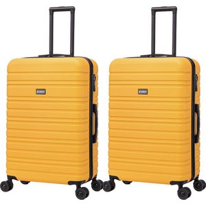 BlockTravel kofferset 2 delig ABS ruimbagage met dubbele wielen 95 liter - inbouw TSA slot - lichtgewicht - geel