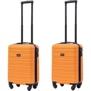 BlockTravel kofferset 2 delig ABS handbagage met wielen afneembaar 29 liter - inbouw TSA slot - lichtgewicht - oranje