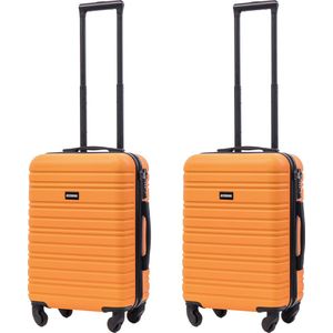BlockTravel kofferset 2 delig ABS handbagage met wielen afneembaar 39 liter - inbouw TSA slot - lichtgewicht - oranje