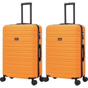 BlockTravel kofferset 2 delig ABS ruimbagage met dubbele wielen 95 liter - inbouw TSA slot - lichtgewicht - oranje