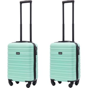 BlockTravel kofferset 2 delig ABS handbagage met wielen afneembaar 29 liter - inbouw TSA slot - lichtgewicht - mint groen