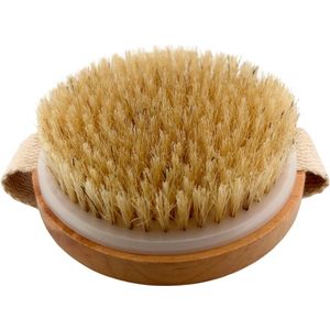 Jinius ® - Dry Brushing - Droog Borstel - Anti Cellulitis Brush - Lichaamsborstel - Dry Brush - Borstel Met Natuurlijke Haren - Rond - Stimuleert Bloedsomloop