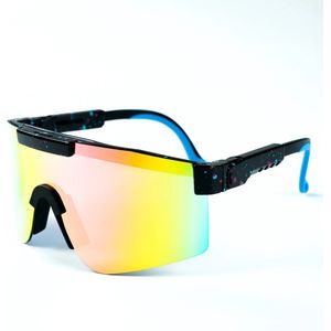 Flamengo® Sport Zonnebril - TR90 Frame+TAC Lens - Viper Glasses - Wintersport zonnebril - sneeuw - ski bril - Fietsbril - Sportbril - UV 400 gepolariseerd Zwart Gekleurd