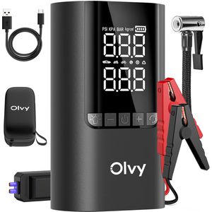 Olvy - Jumpstarter - 12V - 1500A - 3-in-1 Starthulp met Compressor en Powerbank