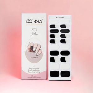 NailGlow - Gel Nagel Wraps - Zwart/Wit - Gel Nagel Stickers - Nail Wraps - Bij elke 2 pakjes die je besteld ontvang je een gratis Nagelriemolie pen t.w.v €7,85!- Gel Nail Wraps - Gel Nail Stickers - Nail Art - Nail Foil