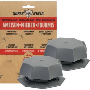 Super Ninja Mierenlokdoos - Ecologisch, Veilig en Effectief Mieren Bestrijden - 2 Mierenlokdoosjes - Voor Binnen en Buiten - Verwijdert Snel de Hele Kolonie - Werkzaam tot 4 weken