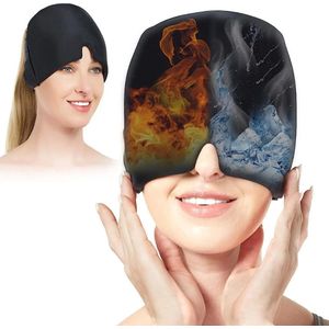Migraine Muts – Migraine Masker Warm&Koud – Oogmasker 360° Dikke Geldekking – Oogkussen Hoogwaardige Stof - Zwart