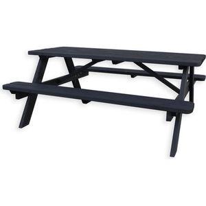 Goedkopepicknicktafels.nl | Zwarte Picknicktafel Deluxe 180cm Zwart| Tuintafel 6 Persoons | Duurzaam Behandelde Tuin Tafel