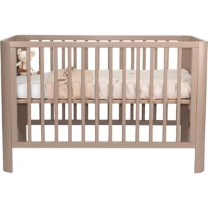 Novi at Home Philou Ledikant - Babybedje met Ronde Hoek - Baby Bed 60x120 cm - verstelbaar bodem - Taupe