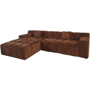 Richmond Bank Cube 3-zits + Lounge Links Lovely Cinnamon Bruin - Polyester