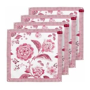 Pip Studio - Royal Regal Flower - Servet - Rood - 100% Katoen - Set van 4