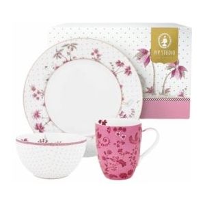 Pip Studio - Breakfast Jolie - Serviesset - Pink - Set van 3 - 100% Porselein