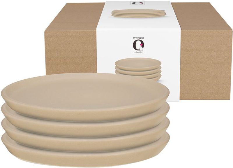 Set/4 Borden - Licht Grijs - Keramiek - 17cm