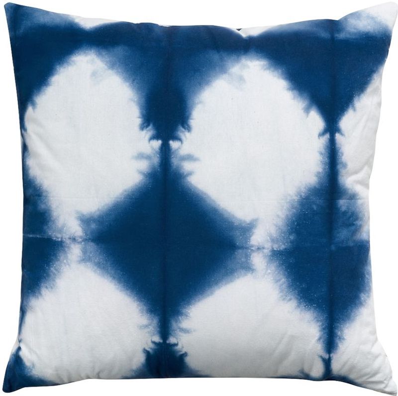 vtwonen - Square Tie-Dye - Sierkussen - Blauw/Wit - Katoen