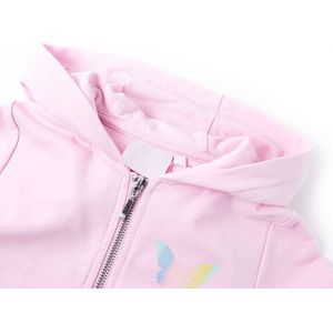 Kindervest met capuchon 128 lichtroze, kindervest met capuchon, vest met capuchon voor kinderen, kindervest met capuchon, kindervest met capuchon