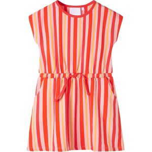 vidaXL - Kinderjurk - Roze en Rood - Met Trekkoord - 104