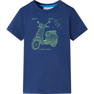 vidaXL - Kindershirt - Donkerblauw - Korte Mouwen - Ronde Halslijn