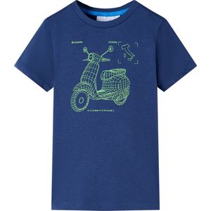 vidaXL - Kindershirt - Donkerblauw - Korte Mouwen - Ronde Halslijn