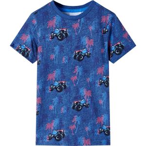 Kindershirt - Donkerblauw - T-shirt - 116 - Monstertrucks en Palmbomen