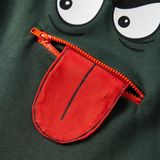 vidaXL - Kindertrui - Donkergroen - 92 - Met Grappig Gezicht en Rits