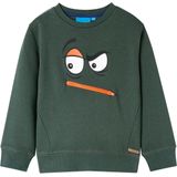 vidaXL - Kindertrui - Donkergroen - 92 - Met Grappig Gezicht en Rits