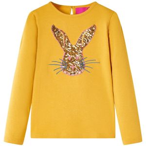 vidaXL - Kindershirt - met - lange - mouwen - 92 - okerkleurig