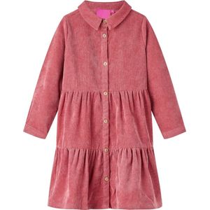vidaXL - Kinderjurk - Oudroze - Ribfluweel - Lange Mouwen