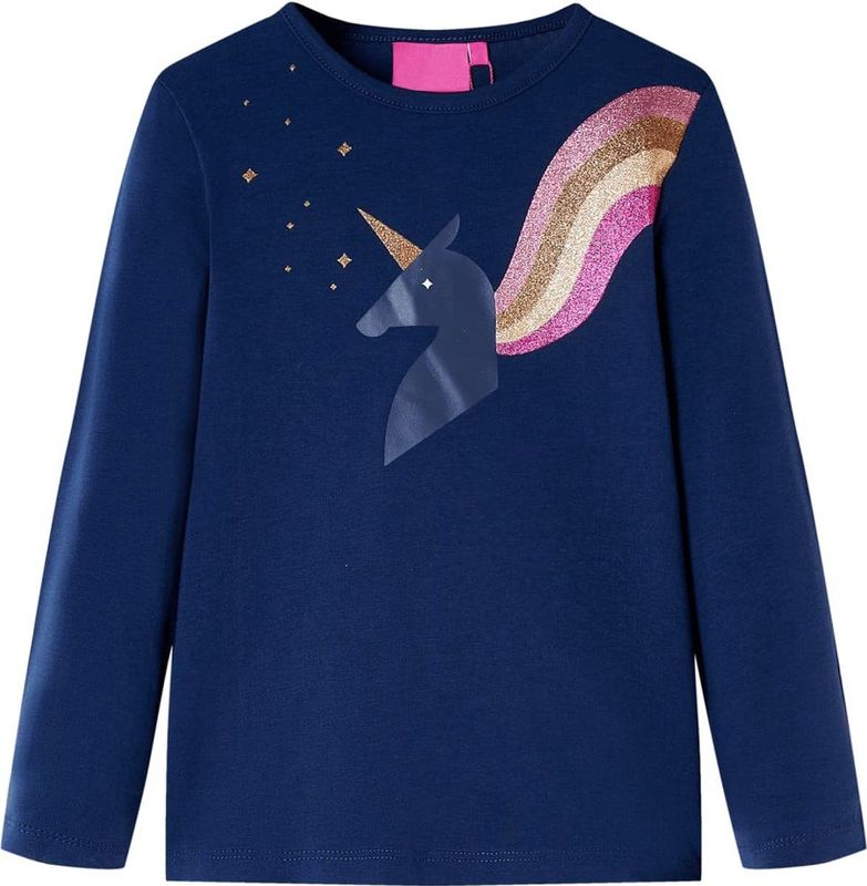 Kindershirt - Marineblauw - Katoen/Elastaan - Lange Mouwen